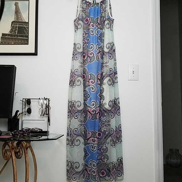 london times paisley print chiffon maxi dress